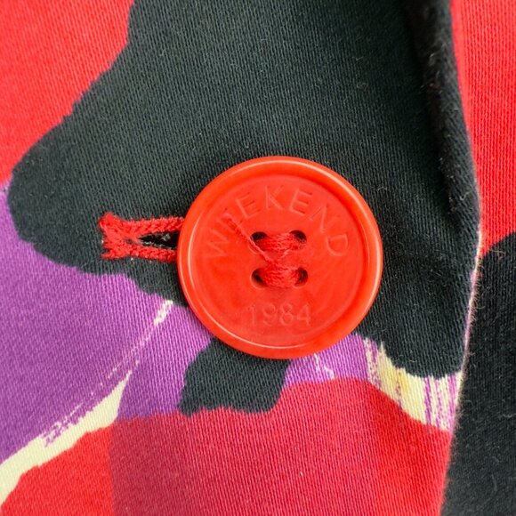 MAXMARA W-E 2023‎ Cotton Floral Maximalist Red Short Blazer Designer sz L 14 - Picture 5 of 11